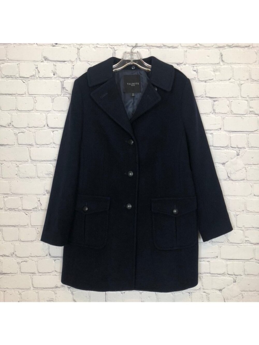Talbot's Navy Winter Coat Petite Size 12P Wool Blend
